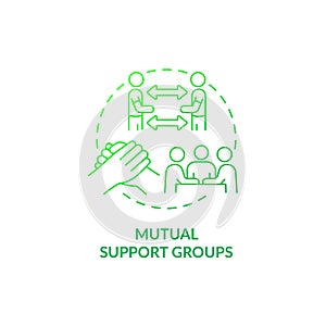 Mutual support groups green gradient concept icon