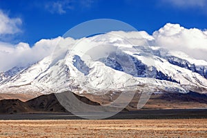 Muztagata Mountain on Pamirs in Fall