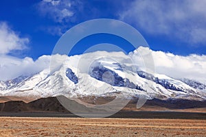 Muztagata Mountain on Pamirs in Fall