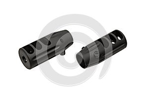 Muzzle brake compensator. Device for compensating for barrel toss. Isolate on a white back