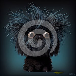 muzzle dog Affenpinscher close-up drawing