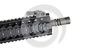 Muzzle end and rail on an AR-15