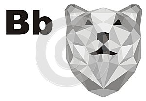 Muzzle of polar bear with letters b