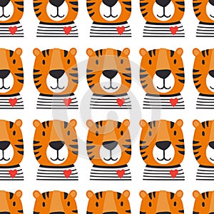 Muzzle of tigers, seamless pattern