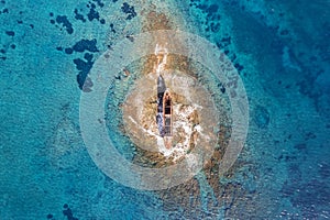 MV Demetrios II cargo ship wrecks on the coral riffs among the sea waves, Paphos