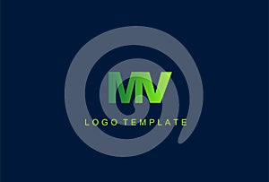 MV Letter Logo Design Vector