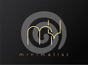 MV Minimalist Logo with Interlocking Shapes on Solid Black Background