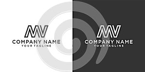 MV or VM initial letter logo design vector