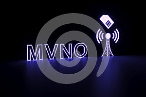 MVNO neon concept self illumination background 3D