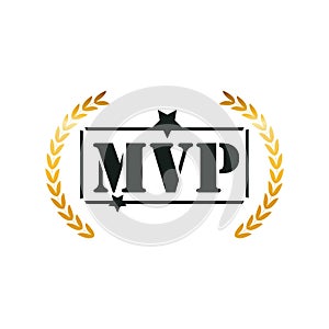 MVP gold medal award on white background. Vector stock illustration.