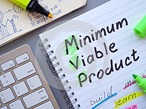 MVP Minimum viable product and marks on the page.