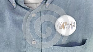 MVP Most Valuable Player Person Button Pin Shirt