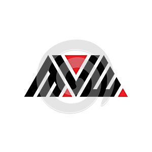 MVW triangle letter logo design with triangle shape. MVW triangle logo design monogram. MVW triangle vector logo template with red