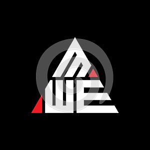 MWE triangle letter logo design with triangle shape. MWE triangle logo design monogram. MWE triangle vector logo template with red