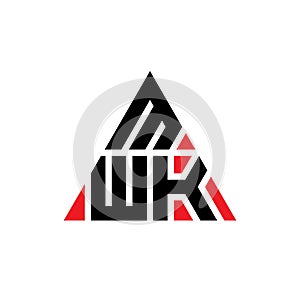 MWK triangle letter logo design with triangle shape. MWK triangle logo design monogram. MWK triangle vector logo template with red