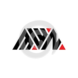 MWN triangle letter logo design with triangle shape. MWN triangle logo design monogram. MWN triangle vector logo template with red