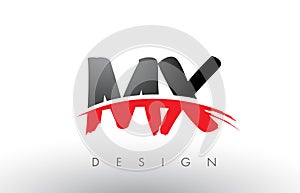 MX M X Brush Logo Letters with Red and Black Swoosh Brush Front