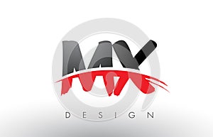 MX M X Brush Logo Letters with Red and Black Swoosh Brush Front photo