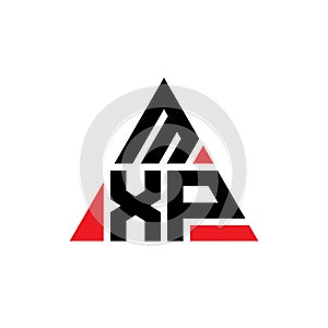 MXP triangle letter logo design with triangle shape. MXP triangle logo design monogram. MXP triangle vector logo template with red