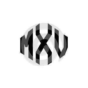 MXV letter logo design with polygon shape. MXV polygon and cube shape logo design. MXV hexagon vector logo template white and