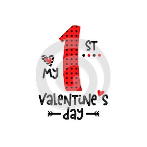 My 1st Valentines Day vector illustration Kids