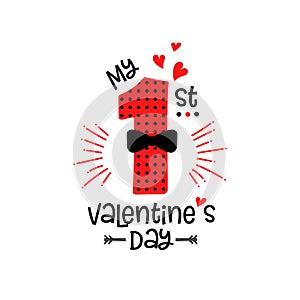 My 1st Valentines Day vector illustration Kids