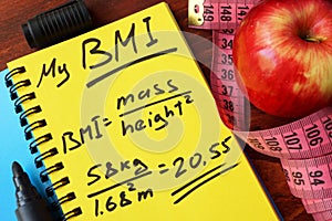 My BMI formula written on a page.