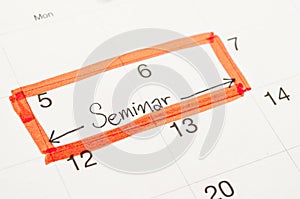 On my calendar, an area for a seminar.