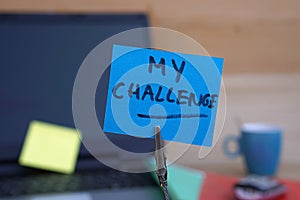 My challenge written on a memo photo