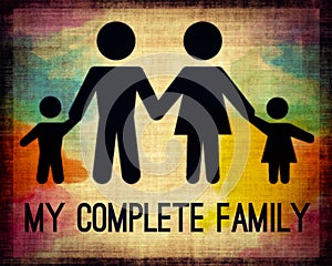 my complete family tagline with clip art abstract background