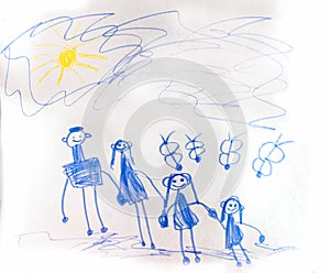 My family. drawing by a 6 year old