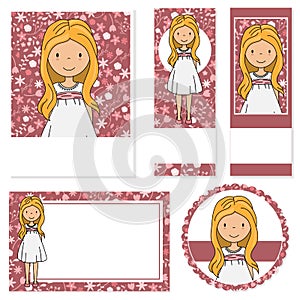 My first communion girl. Cards of different formats. photo