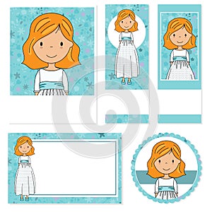 My first communion girl. Cards of different formats. photo