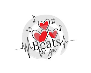 My heart beats for you, vector. Wording design, lettering. Romantic love quote