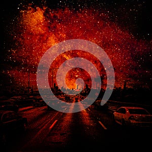 My image of Chicago with a burning red sky