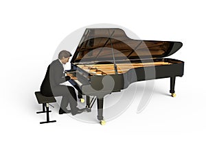 The Maestro on the Piano, 3D Illustration photo