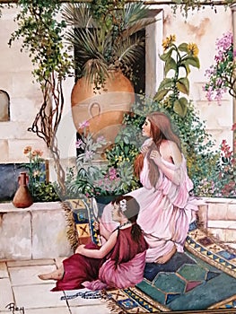 My Painting -girls in the garden