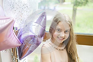 It is my party. Girl with balloons celebrate birthday. Birthday party. Ideas celebrate birthday for teens. Her special