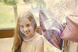 It is my party. Girl with balloons celebrate birthday. Birthday party. Ideas celebrate birthday for teens. Her special
