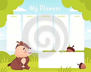 My Planner with Cute Chipmunk Character Vector Template