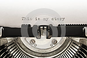 This is my story typed on a vintage typewriter photo