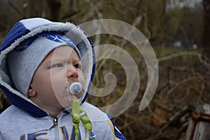 My sweet son on a walk photo