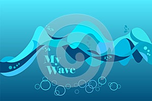 My wave, ocean waving abstract background, vector illustration