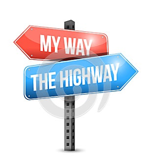 My way, the highway. road sign illustration