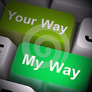 My way or your way means going my own route - 3d illustration