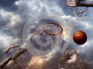 My weird basketball dream hoops with dramatic sky background