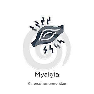 Myalgia icon vector. Trendy flat myalgia icon from Coronavirus Prevention collection isolated on white background. Vector