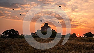 Myanmar Bagan historical site on sunrise. Burma Asia. Buddha pagoda photo