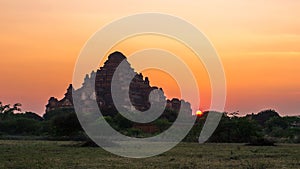 Myanmar Bagan historical site on sunset. Burma Asia. Buddha pagoda photo