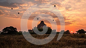 Myanmar Bagan historical site on sunrise. Burma Asia. Buddha pagoda